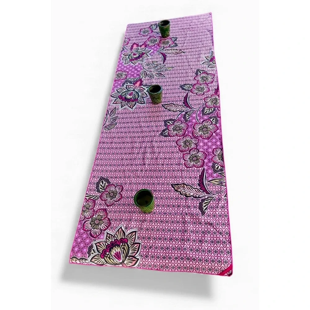Prana Pink Floral Table Runner Batik Design Accent Dining Kitchen Decor 72x26 in